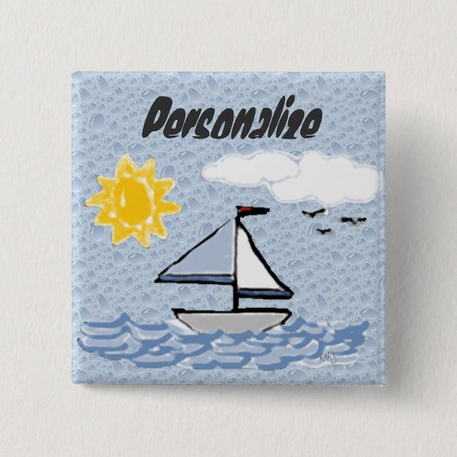 Sailboat Pinback Button (Front)