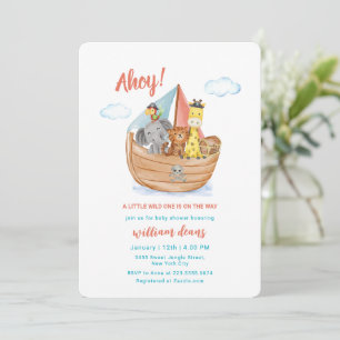 Sailboat Pirate Wild Safari Animals Baby Shower Invitation