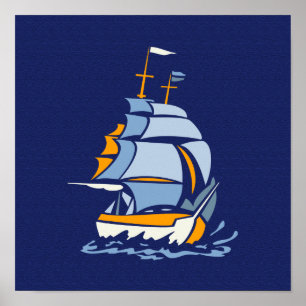 Sailboat poster, customizable poster