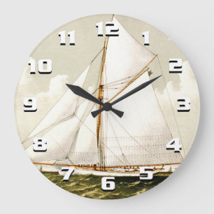 Sailboat Print Large Clock