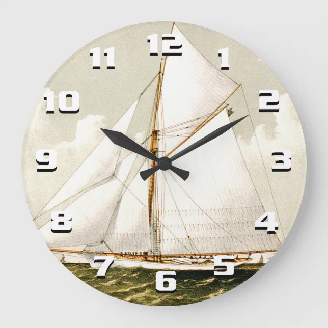 Sailboat Rocking Clock Sailboat Print Large Clock | Zazzle