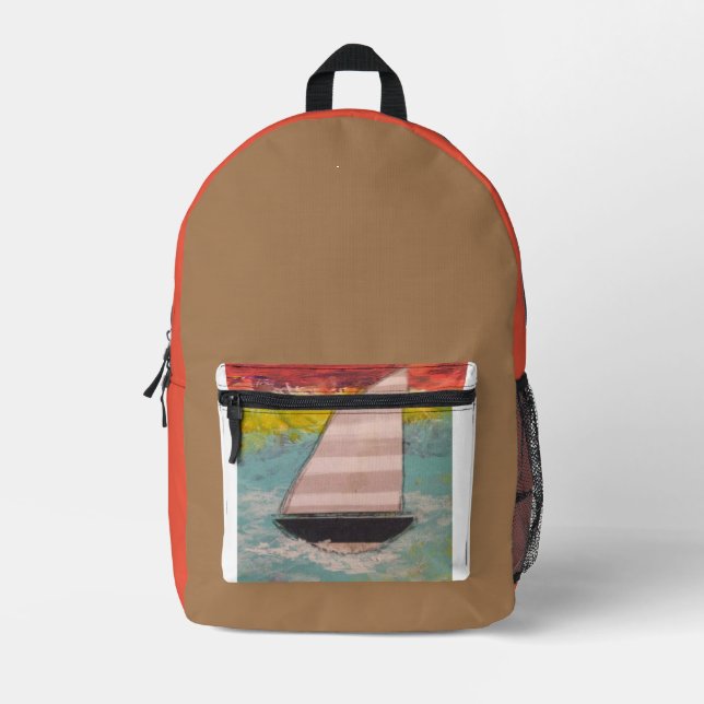 Sailboat  printed backpack (Front)
