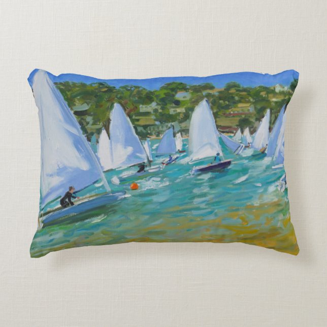 Sailboat Race Decorative Pillow (Front)