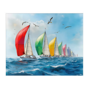 Sailboat Race On High Seas Acrylic Print