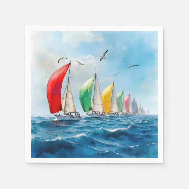 Sailboat Race On High Seas Napkins (Front)