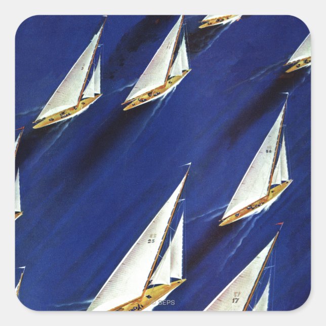 Sailboat Regatta by Ski Weld Square Sticker (Front)