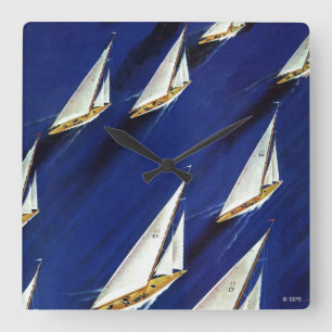 Sailboat Regatta by Ski Weld Square Wall Clock