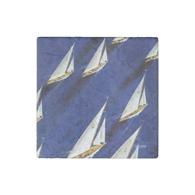 Sailboat Regatta by Ski Weld Stone Magnet (Front)