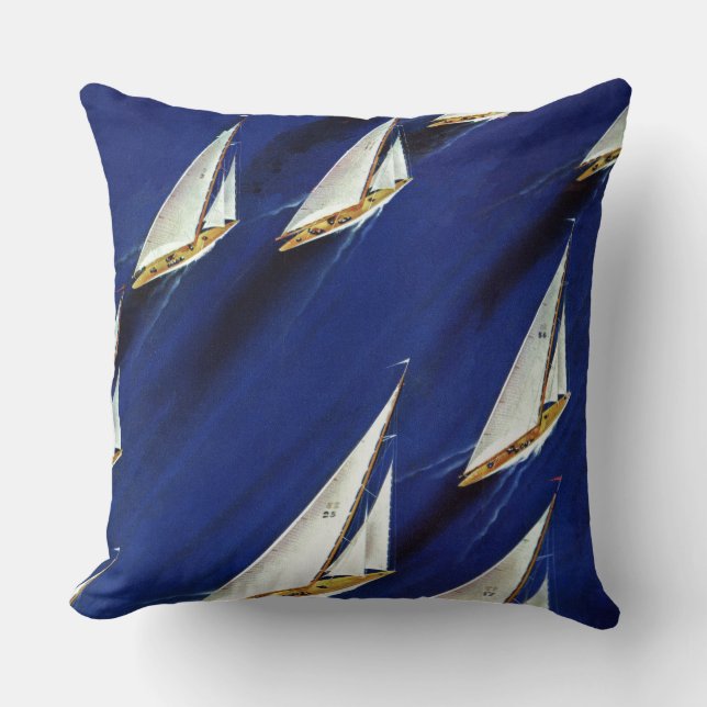 Sailboat Regatta by Ski Weld Throw Pillow (Front)