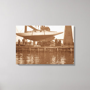 Sailboat Repair Circa 1910 Chicago River Boating Canvas Print