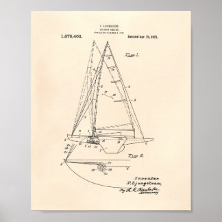 Sailboat Rigging 1921 Patent Art - Old Peper Poster