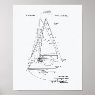 Sailboat Rigging 1921 Patent Art - White Paper Poster