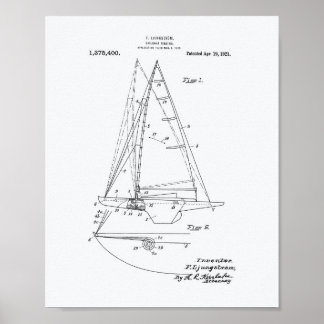 Sailboat Rigging 1921 Patent Art - White Paper Poster