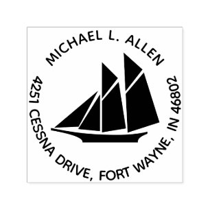Sailboat Round Return Address Self-inking Stamp