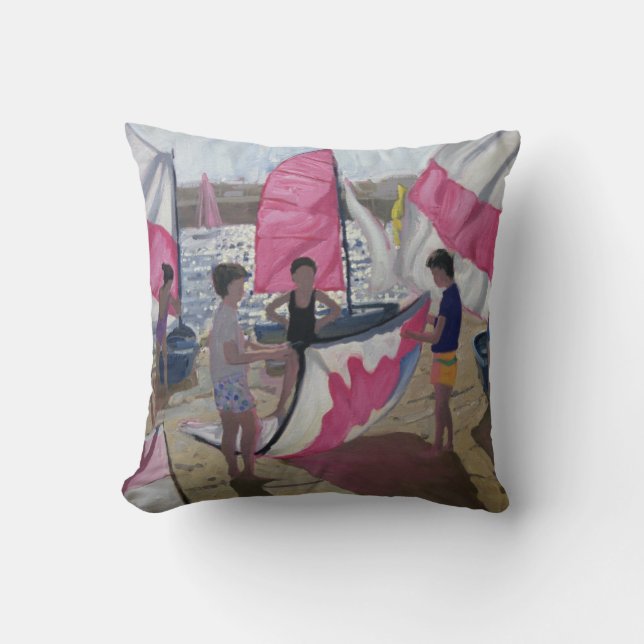 Sailboat Royan France 1992 Throw Pillow (Front)