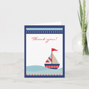 Sailboat Sailing Blue Thank you note folded card