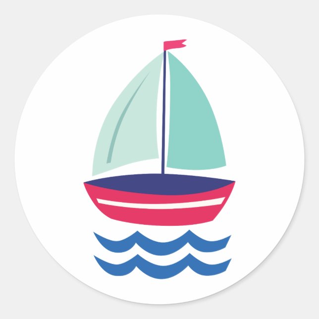 Sailboat Sailing Classic Round Sticker (Front)