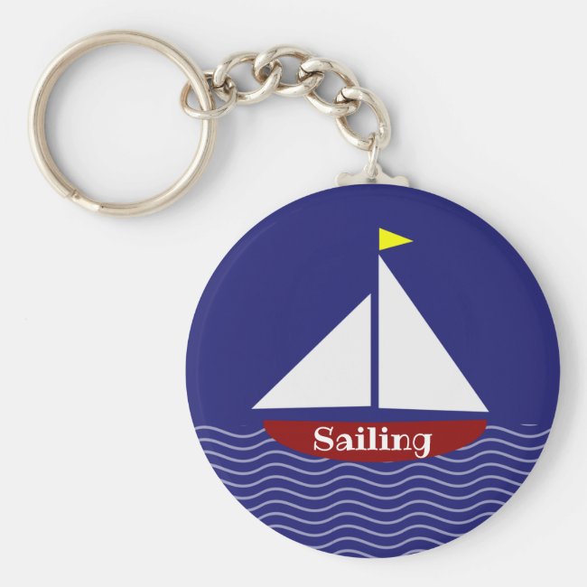 Sailboat Sailing Design Keychain