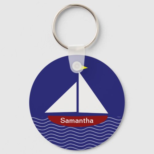 Sailboat Sailing  Design Keychain