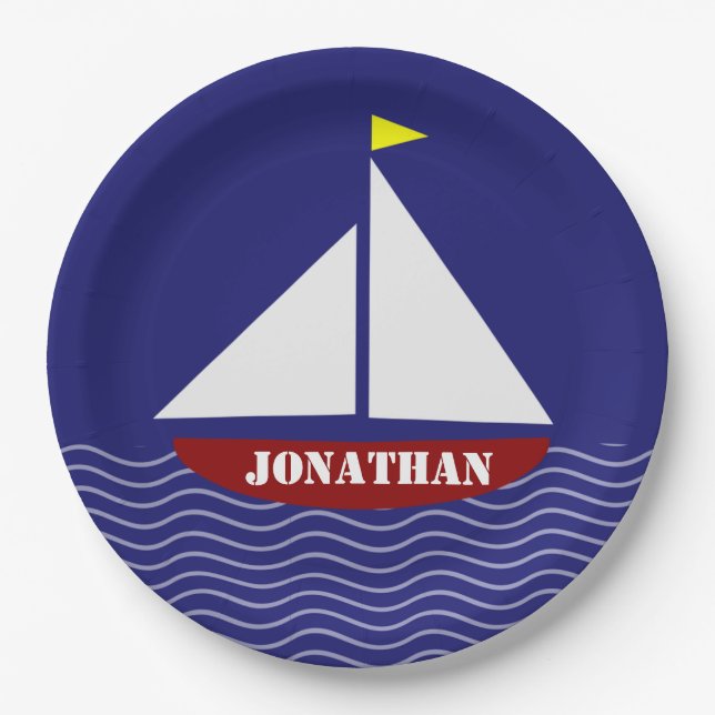 Sailboat Sailing Design Paper Plates  (Front)