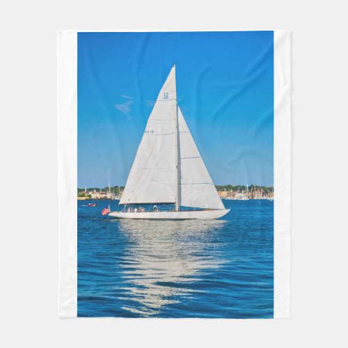 Sailboat sailing in Rhode Island Fleece Blanket