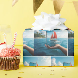 Sailboat Sailing Into a Smartphone Wrapping Paper