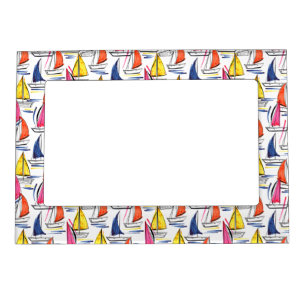 Sailboat Sailing Nautical Summer Pattern Magnetic Frame