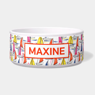 Sailboat Sailing Nautical Summer Pattern Pet Bowl
