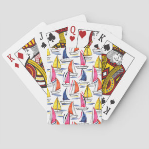 Sailboat Sailing Nautical Summer Pattern Poker Cards
