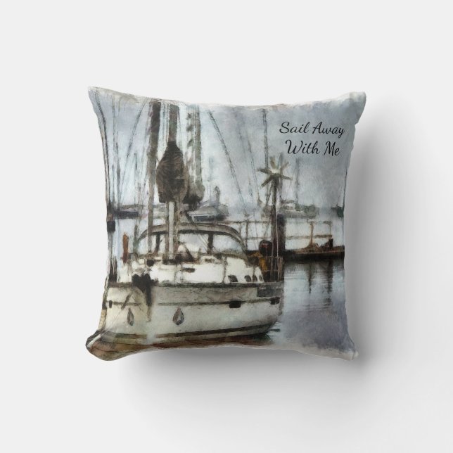 Sailboat Sailing Nautical Theme Throw Pillow (Front)