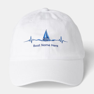 Sailboat Sailing on a Blue Heartbeat Graphic Hat