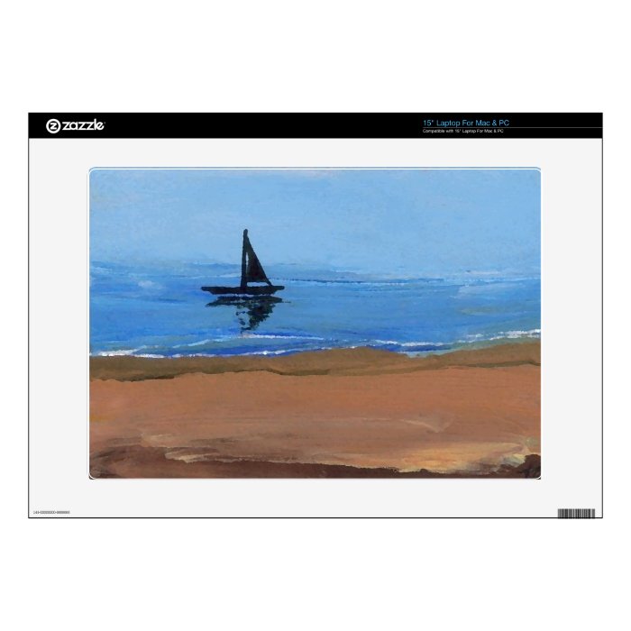 Sailboat Sailing Reflections Ocean Beach Art Laptop Decals