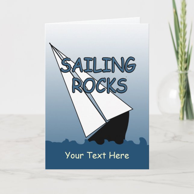 Sailboat Sailing Rocks Custom Greeting Card (Front)