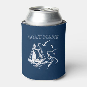Sailboat Sailor Navy Blue Custom Can Cooler