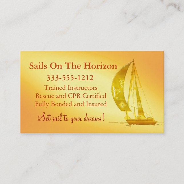 Sailboat Sales  Lessons Business Card customizable (Front)