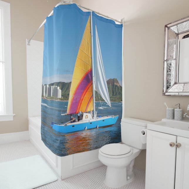 Sailboat Shower Curtain (In Situ)