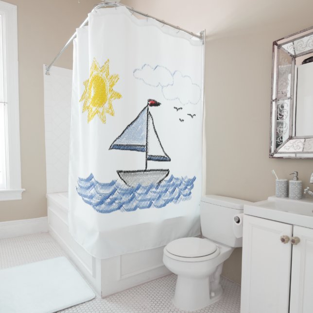 Sailboat Shower Curtain (In Situ)
