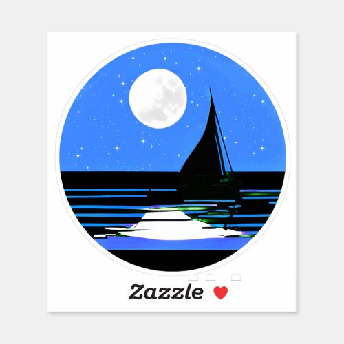 Sailboat Silhouette Against a Night Sky Sticker