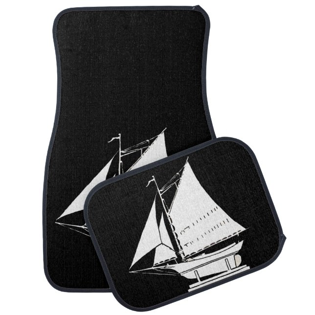 sailboat silhouette car mat (Set)