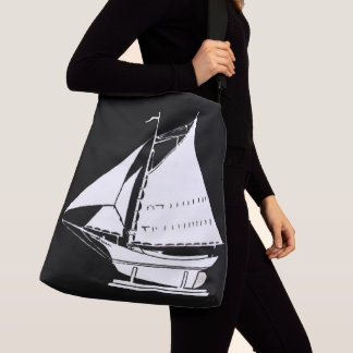 sailboat silhouette print crossbody bag