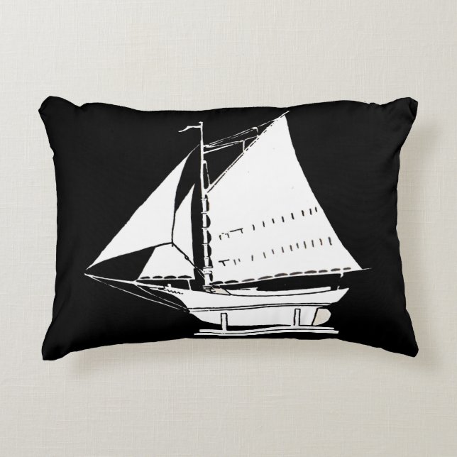 sailboat silhouette print decorative pillow (Front)