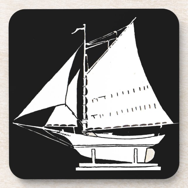 sailboat silhouette print drink coaster (Front)