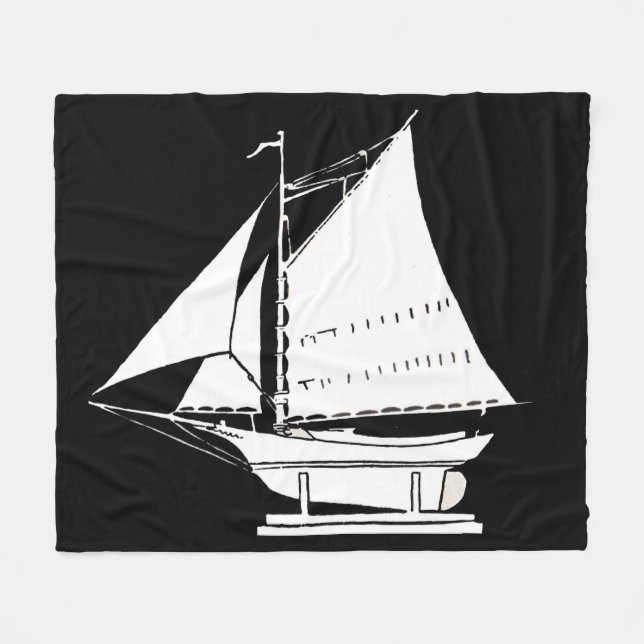 sailboat silhouette print fleece blanket (Front (Horizontal))