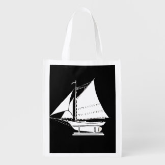 sailboat silhouette print grocery bag