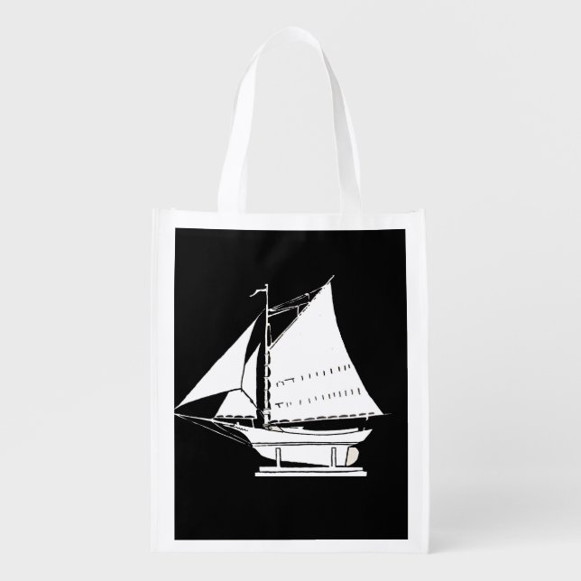 sailboat silhouette print grocery bag (Front)