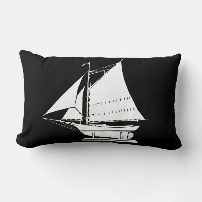 sailboat silhouette print lumbar pillow (Front)