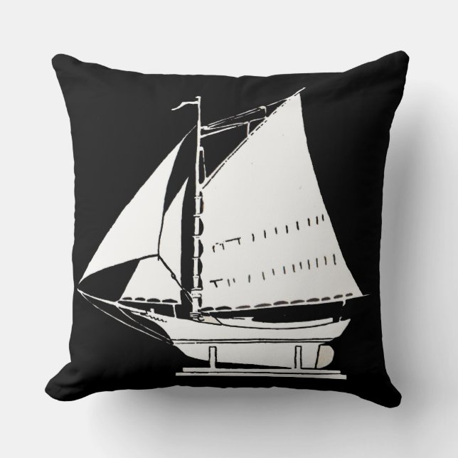 sailboat silhouette print throw pillow (Front)