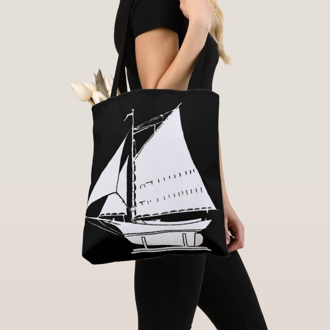 sailboat silhouette print tote bag (Close Up)