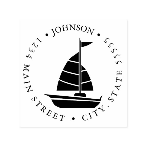 Sailboat Silhouette Return Label Self_inking Stamp