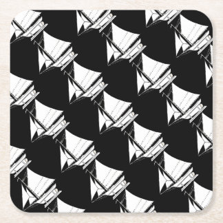 sailboat silhouette square paper coaster
